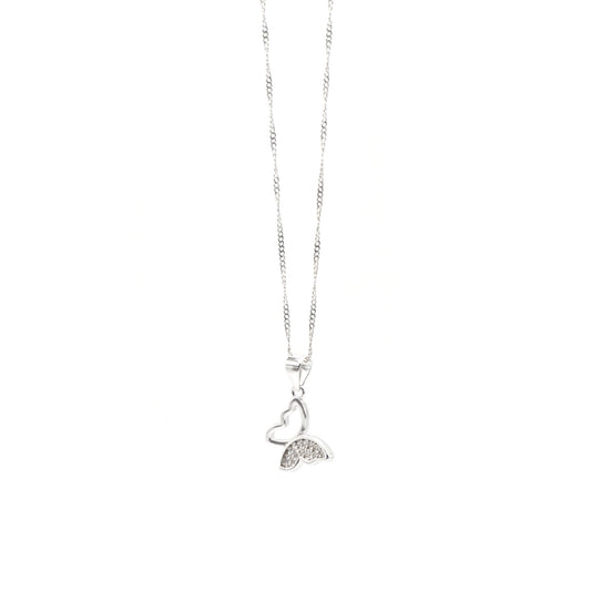 Butterfly Diamond Pendant & Twist Chain Necklace 16"