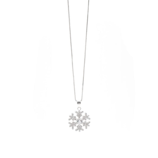 Snowflake Diamond Pendant & Petite Box Chain Necklace 18"
