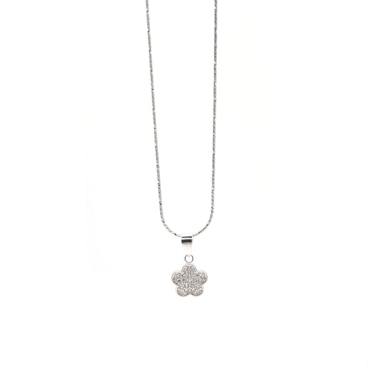 Flower Diamond Pendant & Sleek Shimmer Necklace 18"