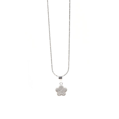 Flower Diamond Pendant & Sleek Shimmer Necklace 18"