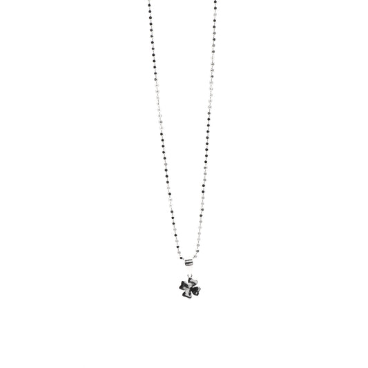 Silver Leaf Pendant & Radiant Bead Necklace 16"