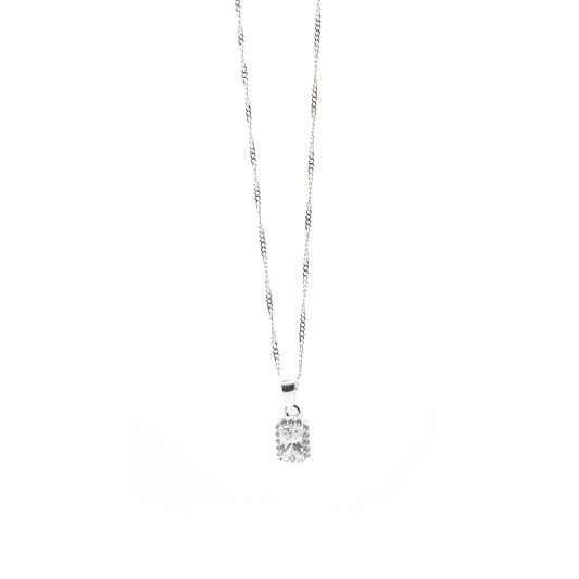 Square Halo Diamond Pendant & Twist Chain Necklace 16"