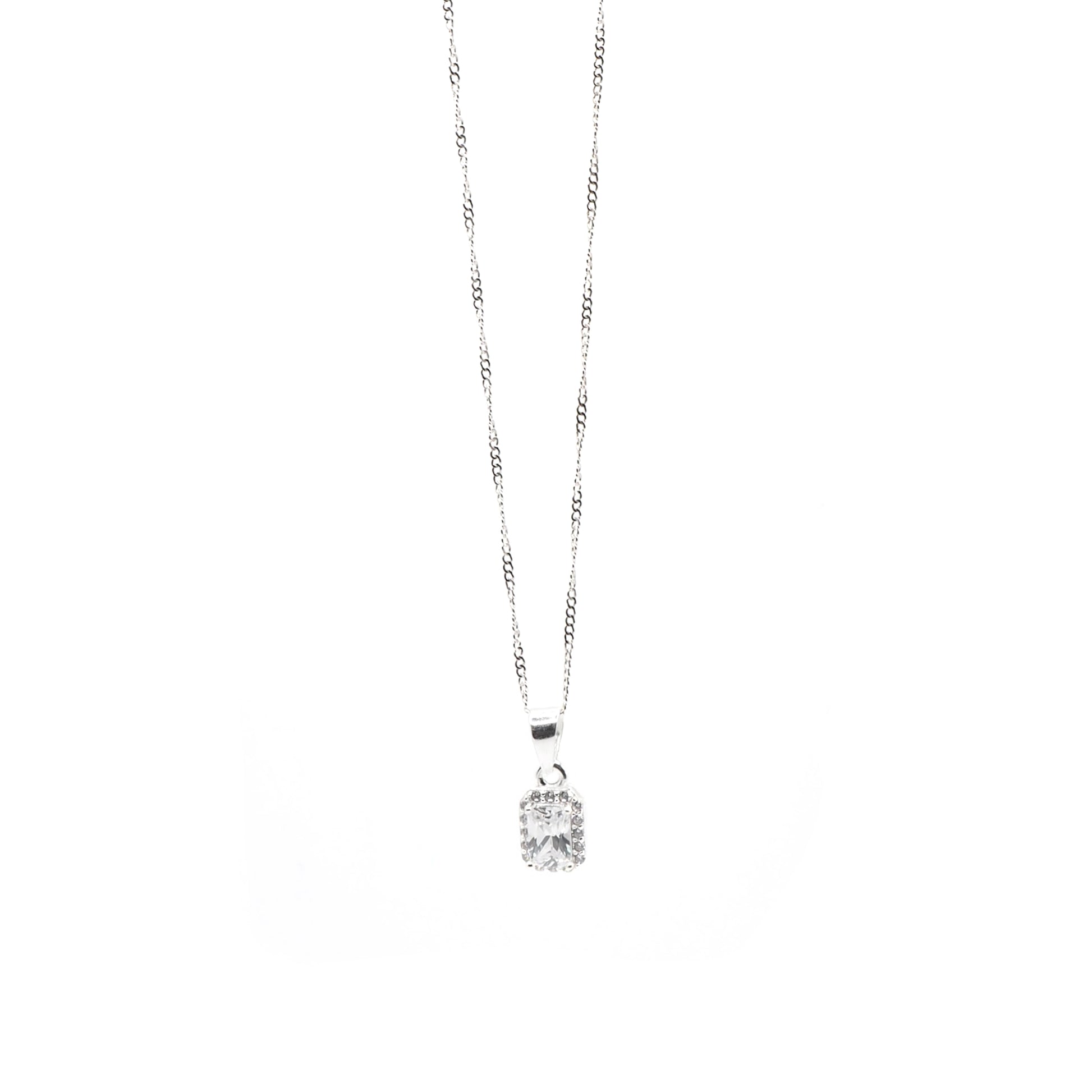 Square Halo Diamond Pendant & Twist Chain Necklace 16"