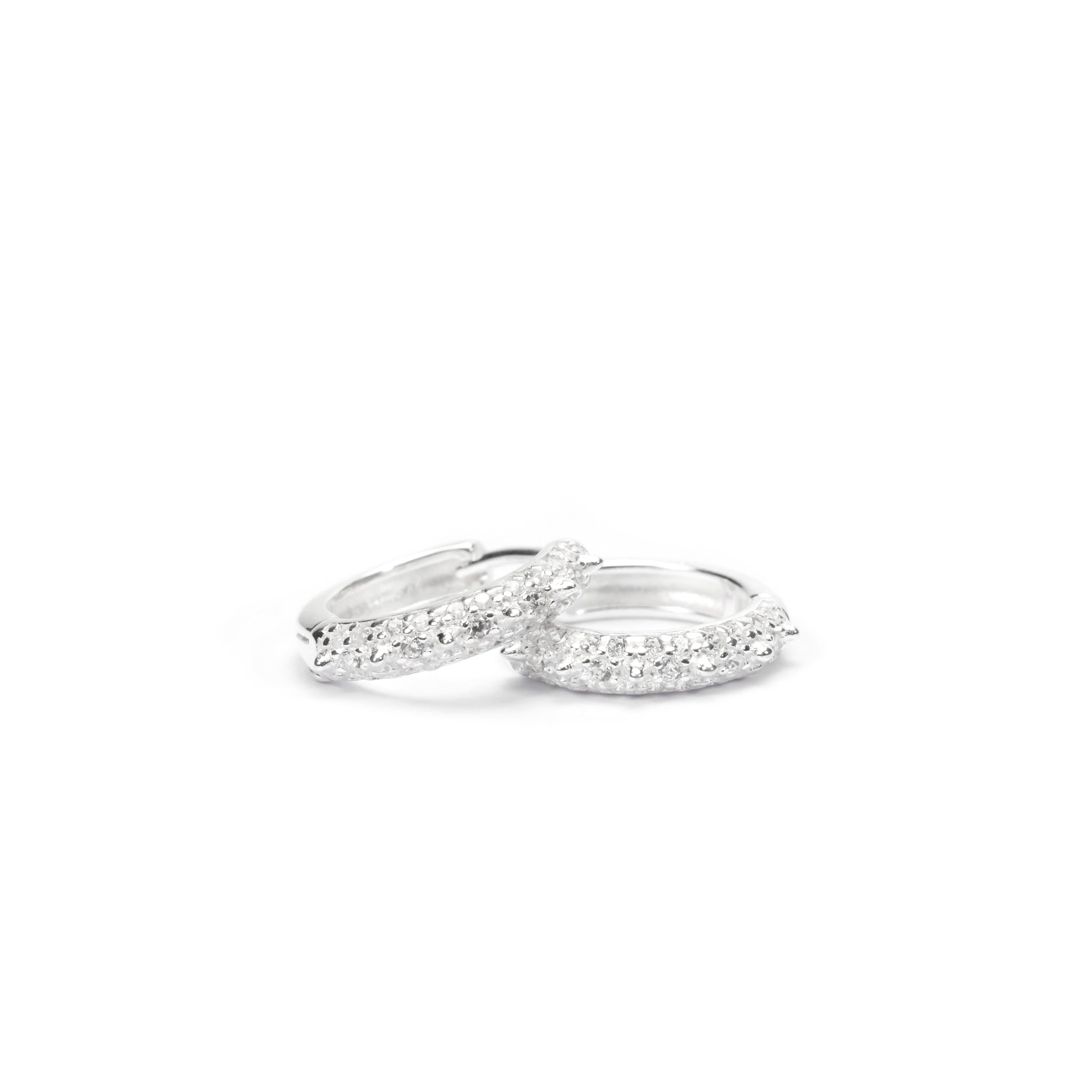 sterling silver Classic Diamond Hoops Earrings in front view