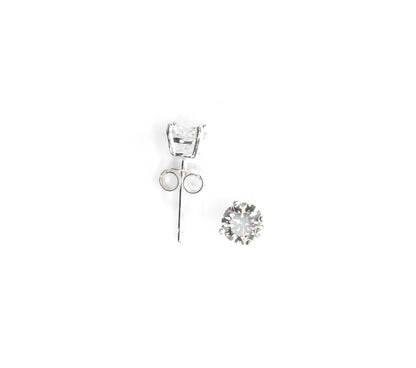 sterling silver diamond earrings in side view