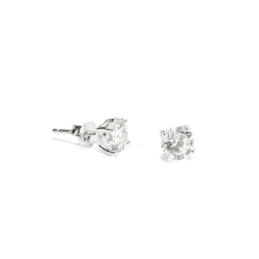 sterling silver diamond earrings in front view