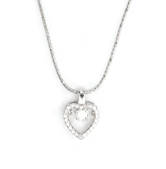 sterling silver Heart Diamond Pendant in front view