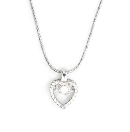 sterling silver Heart Diamond Pendant in front view